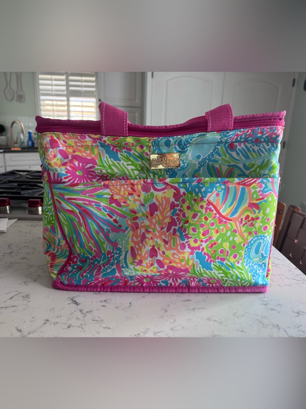 Lilly Pulitzer lovers coral print insulated bag